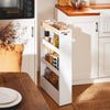 SoBuy NSR12-W Étagère de Niche à roulettes en Bois Meuble de Rangement Cuisine Chariot Placard Alcôve Chariot de Service 4 Étages