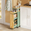 SoBuy NSR14-GR Desserte de Cuisine Étroite sur Roulettes – Porte et Tiroir, Rangement Gain de Place – 50×20×79 cm, Vert et Bois