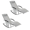 SoBuy OGS28-HGx2 Lot de 2 Chaises Longues à Bascule – Appui-Tête Réglable, Pochette Latérale, Textilène, Charge 150 kg, Gris