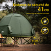 SoBuy OGS32-II-GR Tente de Camping 3 en 1 avec Lit de Camp et Moustiquaire – 1 Personne, L193×P160×H86 cm, Charge 114 kg, Gris