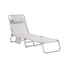 SoBuy OGS35-MI Transat Jardin Extérieur Pliable Bain de Soleil avec Oreiller Chaise Longue Relax avec Poche Latérale Conforta