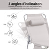 SoBuy OGS35-MI Transat de Jardin Pliable avec Oreiller et Poche Latérale, Chaise Longue Relax, Confortable, Design Fonctionnel – L155×P56×H81 cm, Beige