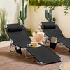 SoBuy OGS35-SCH Transat de Jardin Pliable avec Oreiller et Poche Latérale, Chaise Longue Relax, Confortable, Design Fonctionnel – L155×P56×H81 cm, Noir