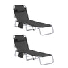 SoBuy OGS35-SCHx2 Lot de 2 Transat Jardin Extérieur Pliable Bain de Soleil avec Oreiller Chaise Longue Relax avec Poche Latér