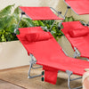 SoBuy OGS48-Rx2 Lot de 2 Transats de Jardin Pliable avec Oreiller, Pare-Soleil et Poche Latérale, pour Terrasse, Plage et Piscine – L155×P56×H81 cm, Rouge