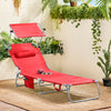 SoBuy OGS48-Rx2 Lot de 2 Transats de Jardin Pliable avec Oreiller, Pare-Soleil et Poche Latérale, pour Terrasse, Plage et Piscine – L155×P56×H81 cm, Rouge