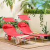 SoBuy OGS48-Rx2 Lot de 2 Transats de Jardin Pliable avec Oreiller, Pare-Soleil et Poche Latérale, pour Terrasse, Plage et Piscine – L155×P56×H81 cm, Rouge