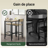 SoBuy OGT03-N Ensemble Table Haute avec 1 Table et 2 Tabourets, Format Gain de Place, Format Compact, Style Industriel, Usage Quotidien – Bois + Métal, Naturel