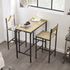 SoBuy OGT03-N Ensemble Table Haute avec 1 Table et 2 Tabourets, Format Gain de Place, Format Compact, Style Industriel, Usage Quotidien – Bois + Métal, Naturel