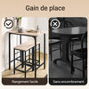 SoBuy OGT10-N Ensemble Table Haute + 2 Tabourets avec Repose-Pieds – L80 × P50 × H87 cm, Naturel