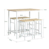 SoBuy OGT11-WN Table Haute avec 4 Tabourets – Mange-Debout Industriel 100×60 cm, Blanc/Naturel