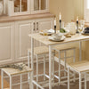 SoBuy OGT11-WN Table Haute avec 4 Tabourets – Mange-Debout Industriel 100×60 cm, Blanc/Naturel