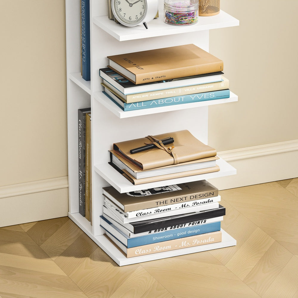 SoBuy STR14-H-W Bibliothèque Colonne Étroite 7 Niveaux – Meuble de Rangement en Bois, Étagère Blanche – 30×32,5×146,8 cm, Charge 60 kg