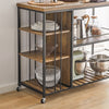 SoBuy SVW18-II-F Desserte de Cuisine à Roulettes, 3 Étagères Réglables, Barrières Anti-chute et Cadre Métallique – Style Industriel, 110×45×92 cm