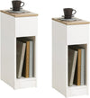 SoBuy FBT111-WNx2 Lot de 2 Tables de Chevet Étroites 20 cm – Gain de Place, Tiroir et Étagère
