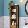 SoBuy BZR62-PF Colonne Salle de Bain avec 3 Compartiments Ouverts et 1 Porte, Gain de Place, Style Industriel, pour Salle de Bain et WC – L30×P28×H168 cm