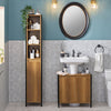 SoBuy BZR62-PF Colonne Salle de Bain avec 3 Compartiments Ouverts et 1 Porte, Gain de Place, Style Industriel, pour Salle de Bain et WC – L30×P28×H168 cm