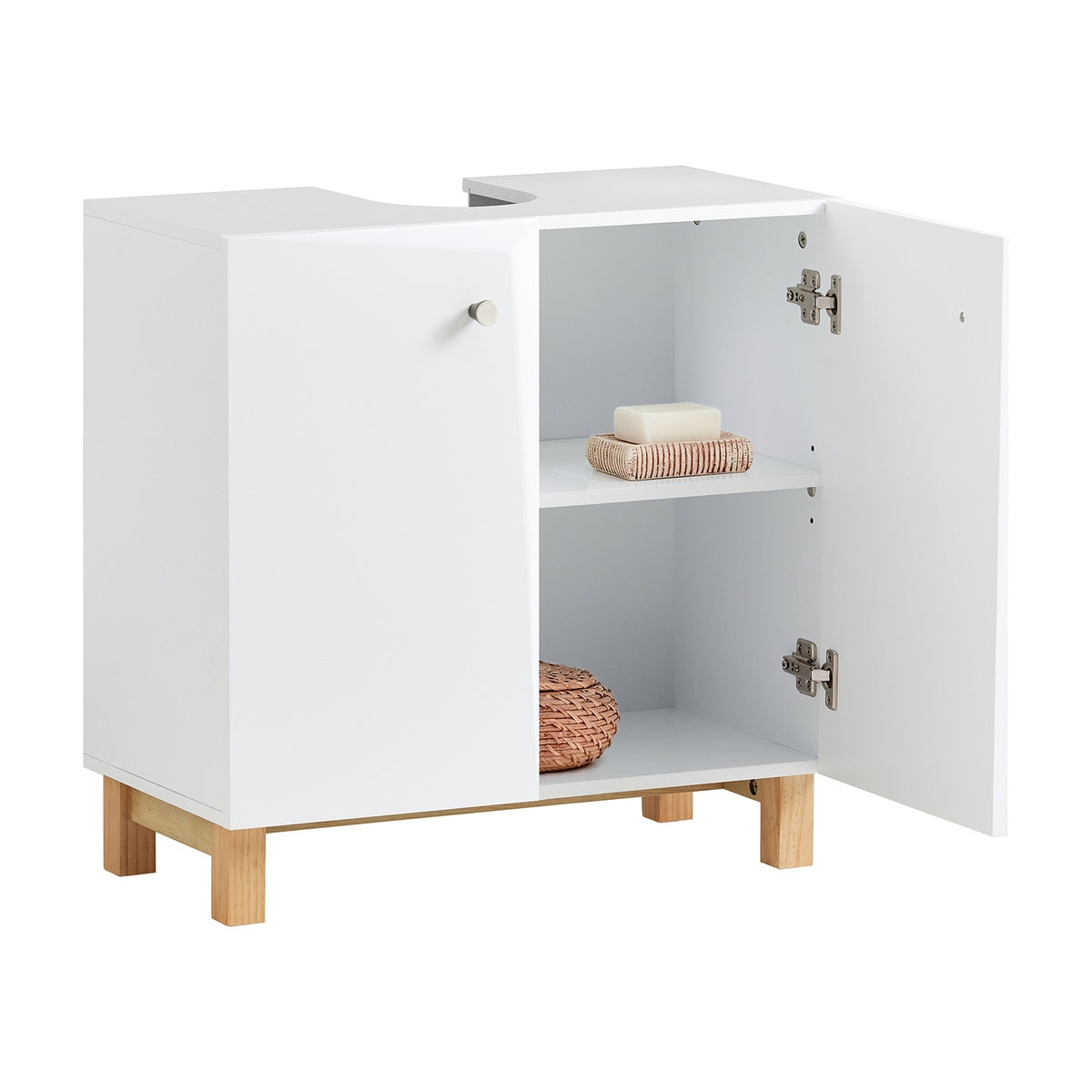 SoBuy BZR92-W Meuble sous Lavabo, Meuble sous évier, Meuble sous Vasque, Armoire Salle de Bain, Placard de Rangement