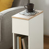 SoBuy FBT111-WNx2 Lot de 2 Tables de Chevet Étroites 20 cm – Gain de Place, Tiroir et Étagère