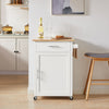 SoBuy FKW102-WN Desserte de Cuisine à Roulettes avec Plan de Travail, 1 Tiroir, 1 Porte et Porte-Torchon, Charge 45 kg – 68x46x90 cm, Blanc et Naturel