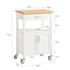 SoBuy FKW22-WN Desserte de Cuisine à Roulettes – Plan de Travail INOX, 1 Tiroir, 2 Portes, 60×45×92 cm, Blanc