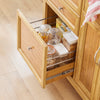 SoBuy FKW70-N Îlot Central de Cuisine sur Roulettes, Plan de Travail INOX, 4 Tiroirs, Chariot Mobile avec Rangement – 115x46x92cm, Naturel