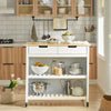 SoBuy FKW74-WN Desserte de Cuisine à Roulettes – Plan de Travail 100×60 cm, 2 Tiroirs, 2 Étagères, Charge 60 kg, Blanc