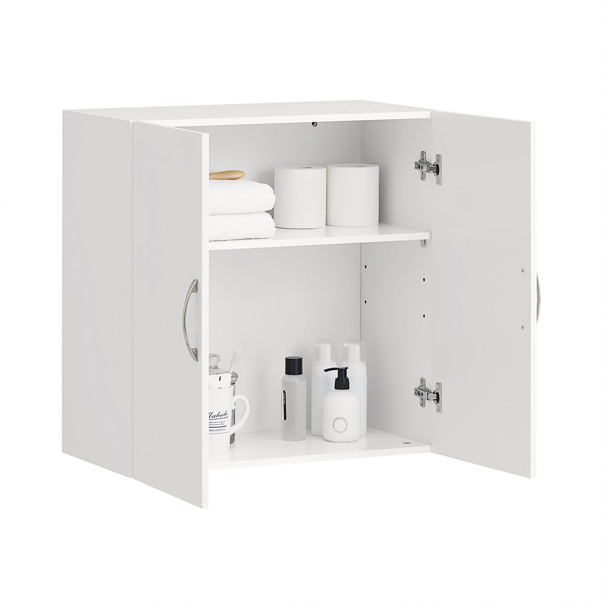 sobuyes.shopG231-W Meuble Haut Salle de Bain Suspendu Armoire Murale avec Étagère Réglable et Porte Rangement Mural Compact pour