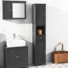 sobuyes.shopG236-DG Colonne Salle de Bain avec 2 Portes, 1 Tiroir et Niche Ouverte, pour Salle de Bain et WC, Rangement Optimisé – L32×P30×H170 cm, Gris Foncé