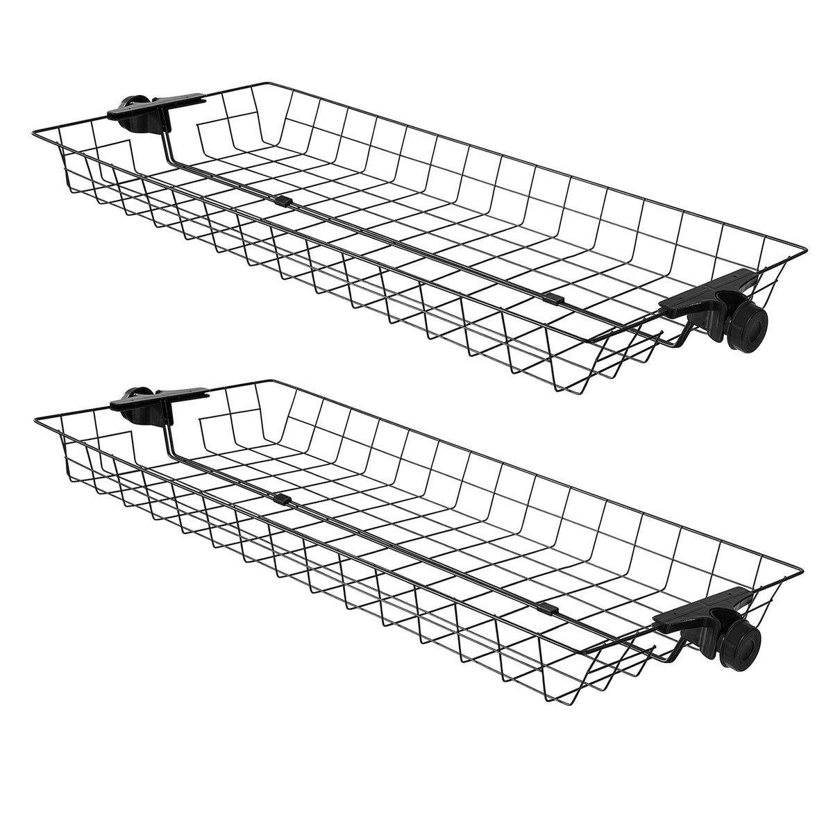 sobuyes.shopG34-P02 Set de 2 Paniers de Rangement Métal pour Système de Penderie Télescopique – Paniers pour Porte-vêtements et Portemanteau