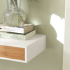 sobuyes.shopG93-WN Étagère Murale avec Tiroir - Étagère Flottante Moderne pour Entrée, Salon, Cuisine & Chambre - Blanc & Nature 60x24x8cm