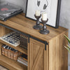 SoBuy FSB60-BR Buffet Meuble de Rangement avec Porte de Grange Coulissante, Commode Multifonction pour Entrée Salon Cuisine – 120x40x70 cm, Marron Clair