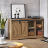 SoBuy FSB60-BR Buffet Meuble de Rangement avec Porte de Grange Coulissante, Commode Multifonction pour Entrée Salon Cuisine – 120x40x70 cm, Marron Clair