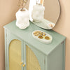 SoBuy FSB72-GR Meuble d’Entrée Rotin Vert avec 4 tiroirs 70x34x90cm, Style Bohème Naturel