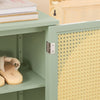 SoBuy FSB72-GR Meuble d’Entrée Rotin Vert avec 4 tiroirs 70x34x90cm, Style Bohème Naturel