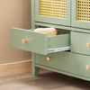 SoBuy FSB72-GR Meuble d’Entrée Rotin Vert avec 4 tiroirs 70x34x90cm, Style Bohème Naturel