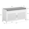 SoBuy FSR102-W Banc à Chaussures avec Coussin Rembourré, Coffre et 2 Portes de Rangement pour Entrée – 90x33x50 cm, Blanc