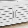 SoBuy FSR102-W Banc à Chaussures avec Coussin Rembourré, Coffre et 2 Portes de Rangement pour Entrée – 90x33x50 cm, Blanc