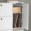 SoBuy FSR107-W Armoire à Chaussures avec Tabouret, 1 Porte et 3 Abattants, Meuble d'Entrée – 95x30x121 cm, Blanc