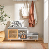 SoBuy FSR125-WN Banc à Chaussures avec Coussins Rembourrés sur Pieds pour Entrée Couloir – 101x35x46 cm, Blanc et Naturel