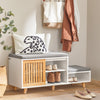 SoBuy FSR125-WN Banc à Chaussures avec Coussins Rembourrés sur Pieds pour Entrée Couloir – 101x35x46 cm, Blanc et Naturel