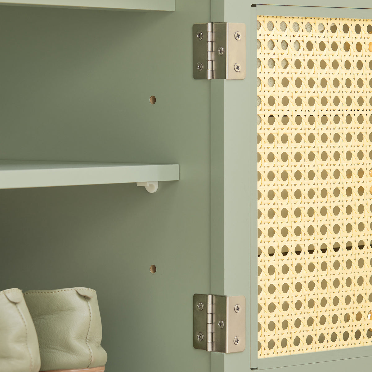 SoBuy FSR129-GR Banc à Chaussures avec Coussin Rembourré, 3 Tiroirs et 2 Portes Grille Ventilées – L100×P34×H46 cm, Charge 150 kg, MDF E1, Vert