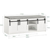 SoBuy FSR133-W Banc à Chaussures avec Porte de Grange Coulissante et 6 Compartiments pour Entrée – 120x35x45 cm, Blanc