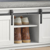SoBuy FSR133-W Banc à Chaussures avec Porte de Grange Coulissante et 6 Compartiments pour Entrée – 120x35x45 cm, Blanc