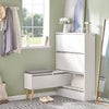 SoBuy FSR134-W Banc à Chaussures Modulable avec Armoire sur Pieds, Meuble d'Entrée – 124x24x126 cm, Blanc