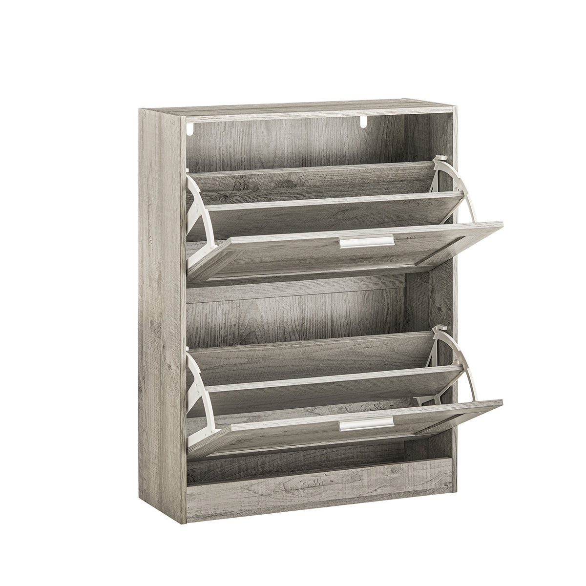 SoBuy FSR137-HG Armoire à Chaussures 2 Abattants Réglables, Slim pour Entrée Couloir – Gris Effet Bois