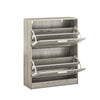 SoBuy FSR137-HG Armoire à Chaussures 2 Abattants Réglables, Slim pour Entrée Couloir – Gris Effet Bois