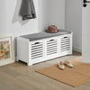 SoBuy FSR23-W Banc à Chaussures avec Coussin Rembourré et 3 Paniers de Rangement pour Entrée – 105x35x43 cm, Blanc