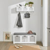 SoBuy FSR23-W Banc à Chaussures avec Coussin Rembourré et 3 Paniers de Rangement pour Entrée – 105x35x43 cm, Blanc