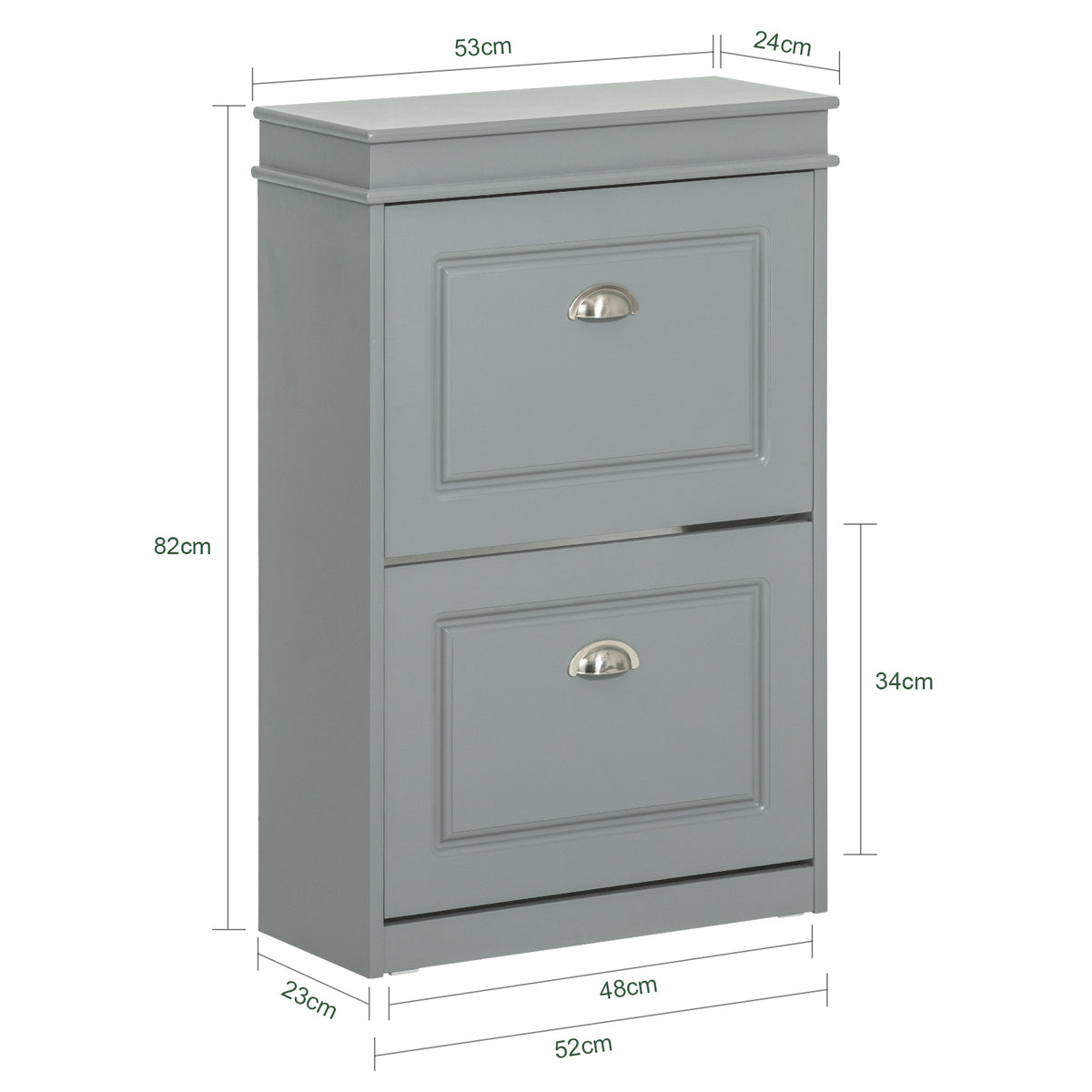 SoBuy FSR78-HG Armoire à Chaussures 2 Abattants Slim 24cm – 8 Paires, Dos Aéré, FSC®, Gris, 54x24x83 cm